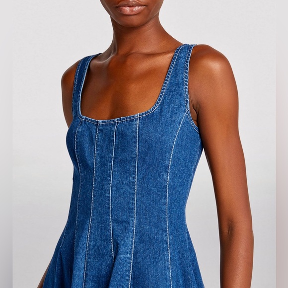 🌺🎉HP🎉🌺 NWT Staud Wells Denim Mini Dress - Picture 6 of 16